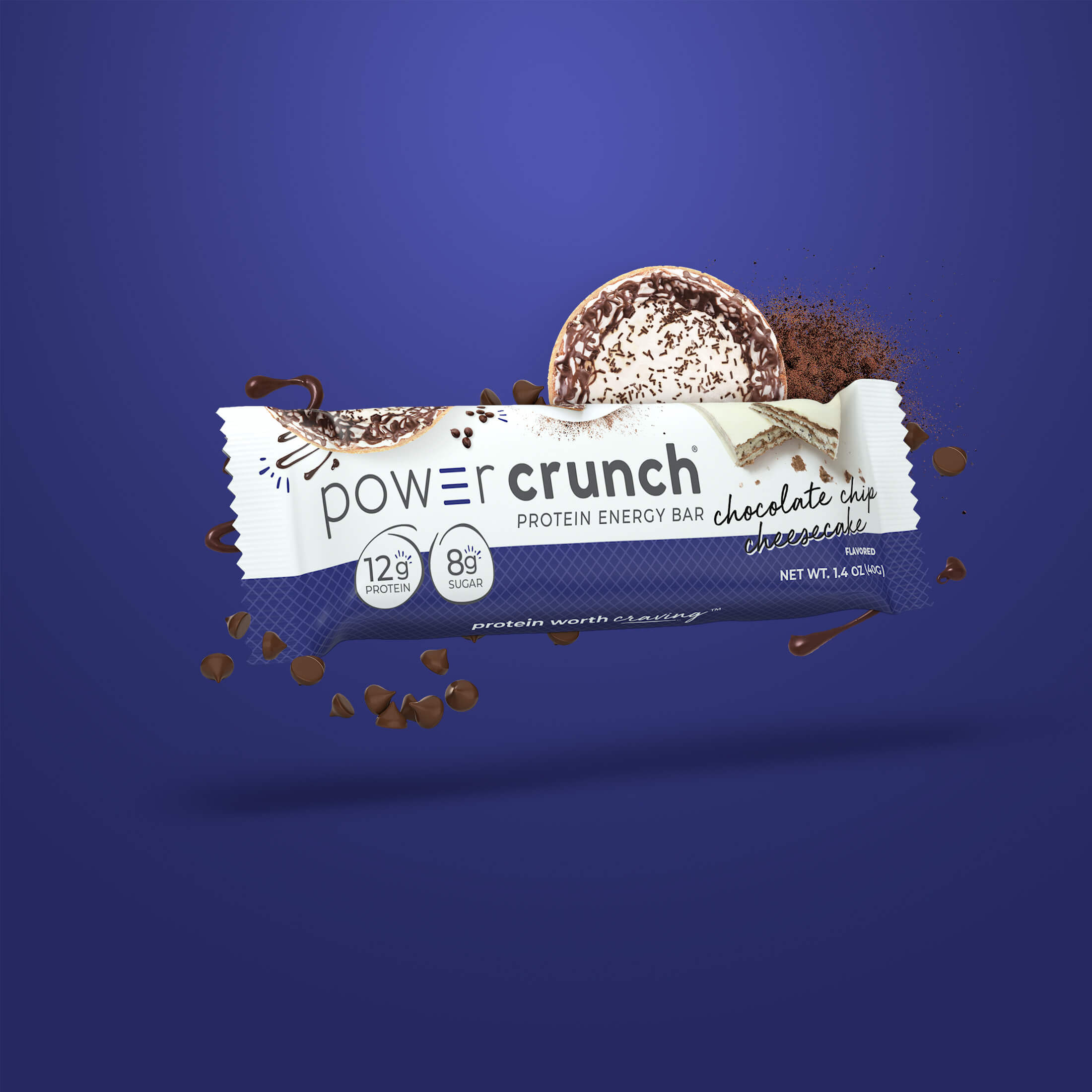 chocolate chip cheesecake protein bars pictured with chocolate chip flavors