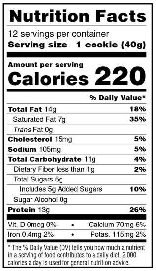 Original cinnamon roll protein bars nutrition information panel