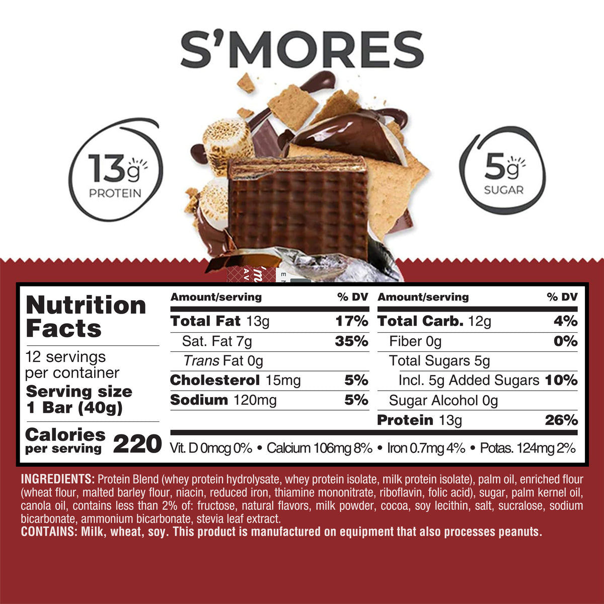 Power Crunch S'More Bar Carton 1.4oz, 12 Count
