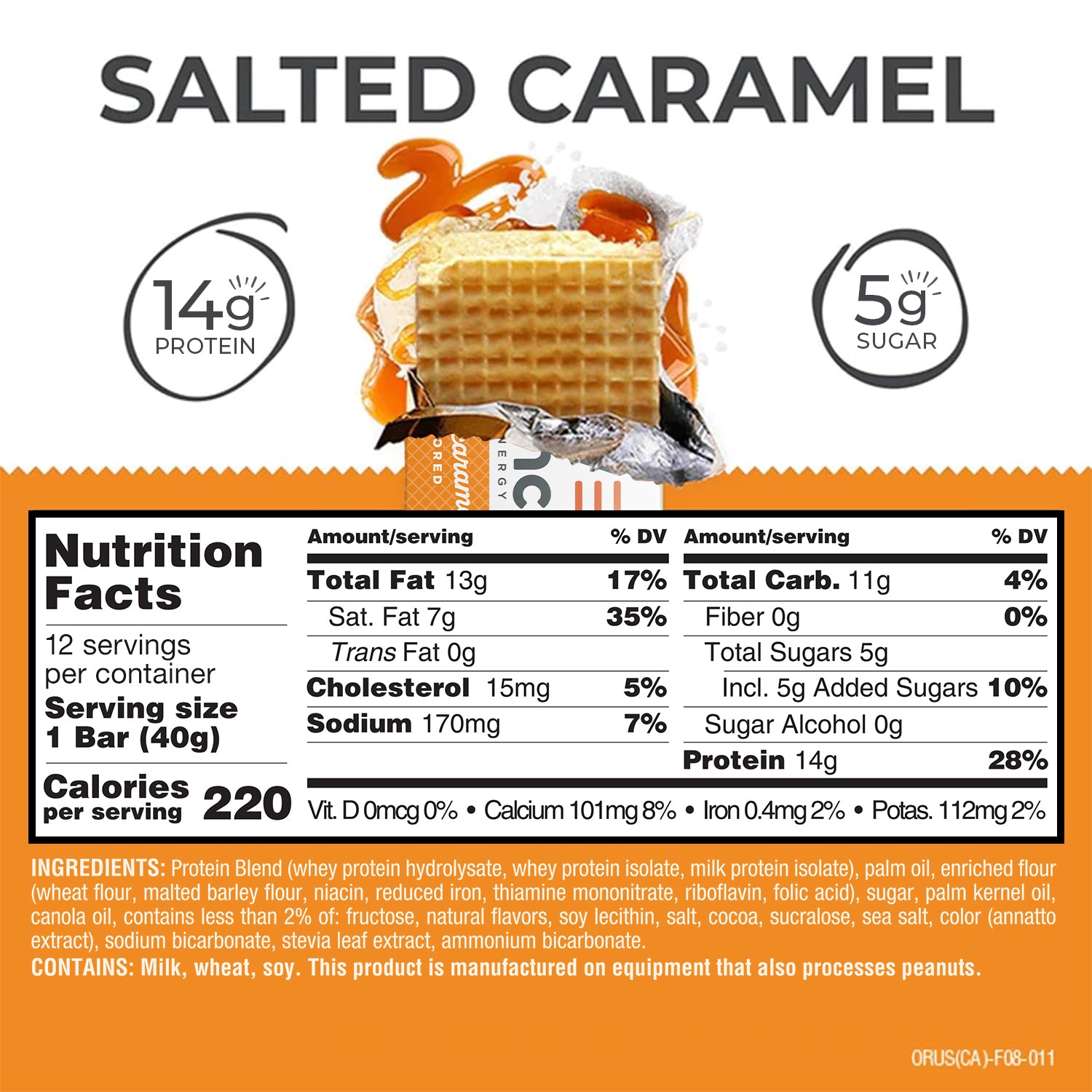 Power Crunch Salted Caramel Bars 1.4oz, 12 Count