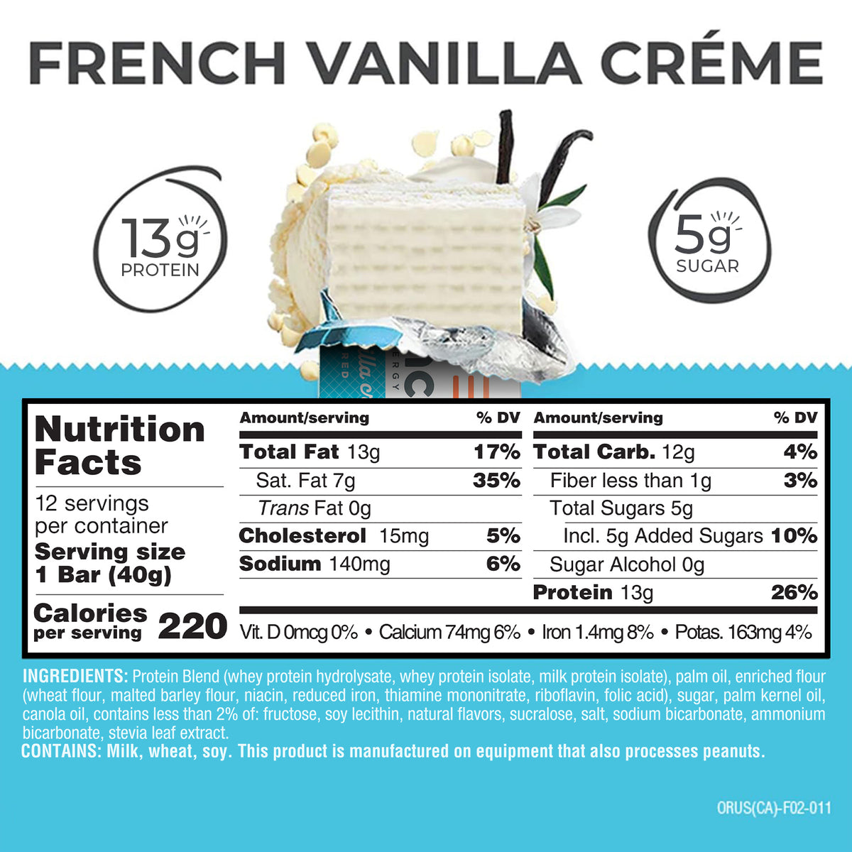 Power Crunch Protein Energy Bar, Vanilla crème 16.9oz, 12 Count Carton