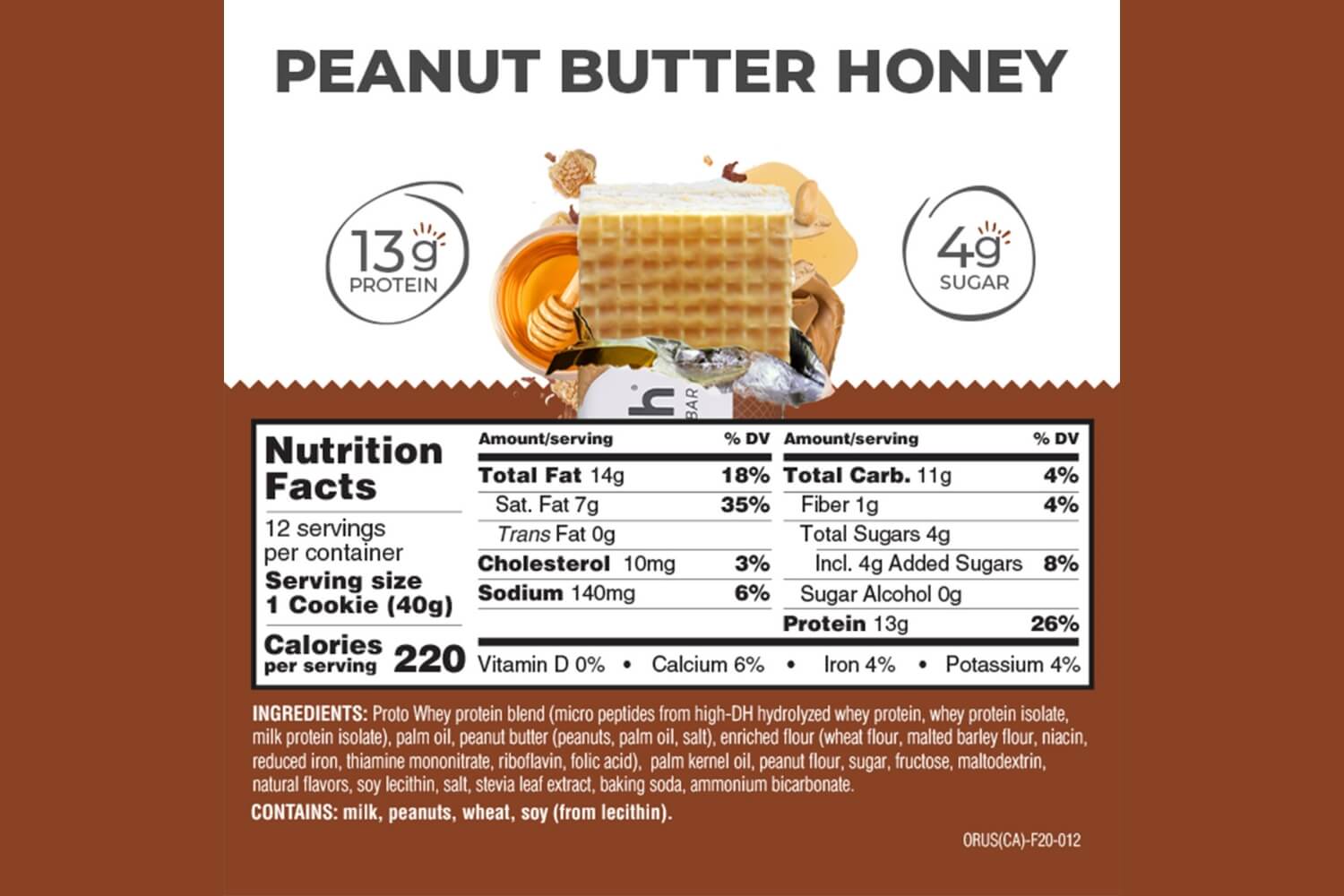 Power Crunch Peanut Butter Honey nutrition facts panel