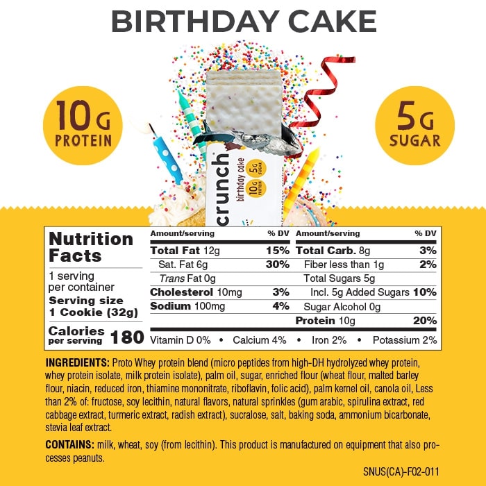 kids protein bars nutrition facts birthday cake