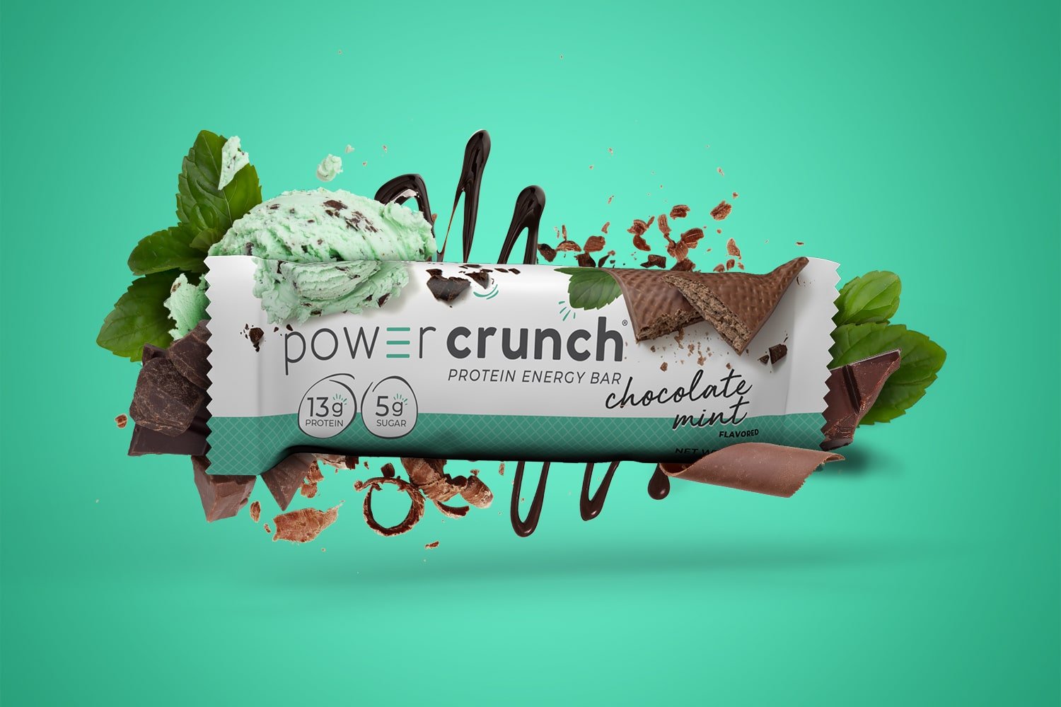 chocolate mint protein bars pictured with chocolate flavor explosion