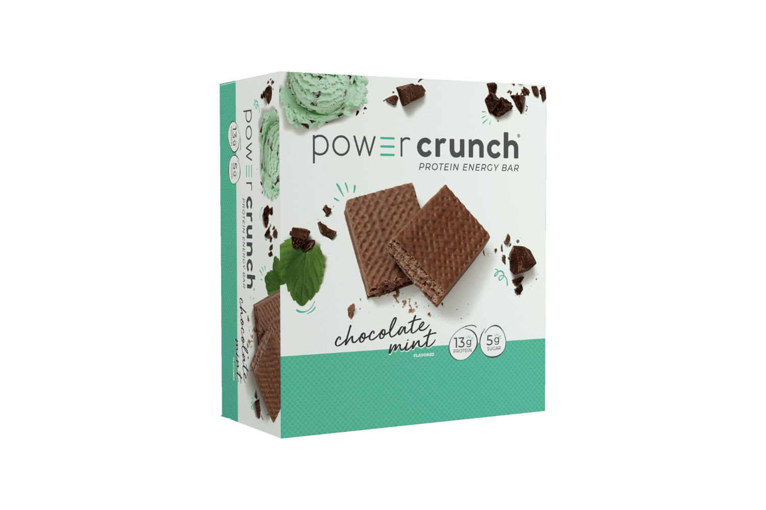 box of twelve chocolate mint protein bars