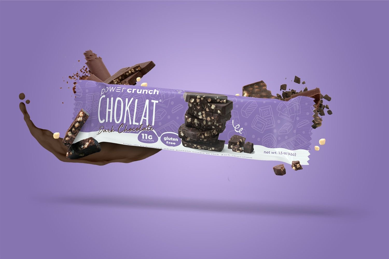 Gluten Free Choklat Dark Chocolate bars pictured with chocolate flavor explosion