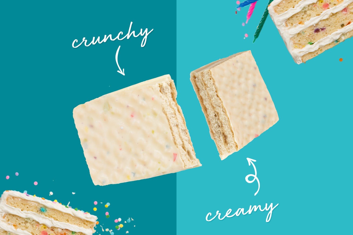 Anatomy of a Power Crunch PRO Birthday Cake bar with hydrolyzed whey protein, crunchy wafers
