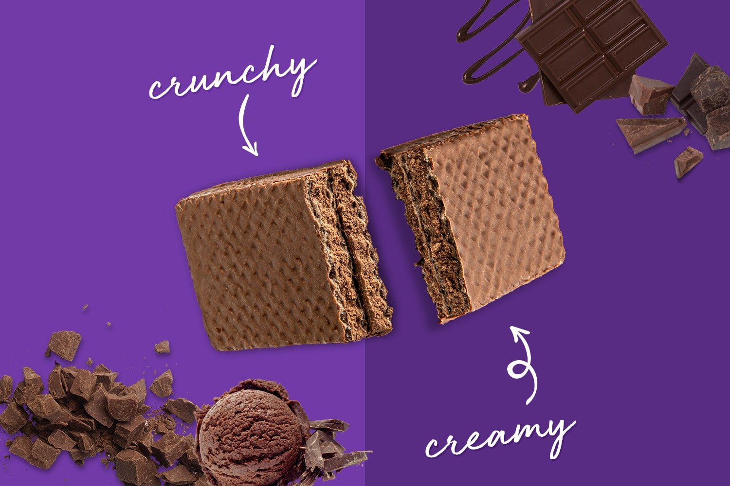 Creamy and crunchy wafer protein bars in PRO Triple Chocolate