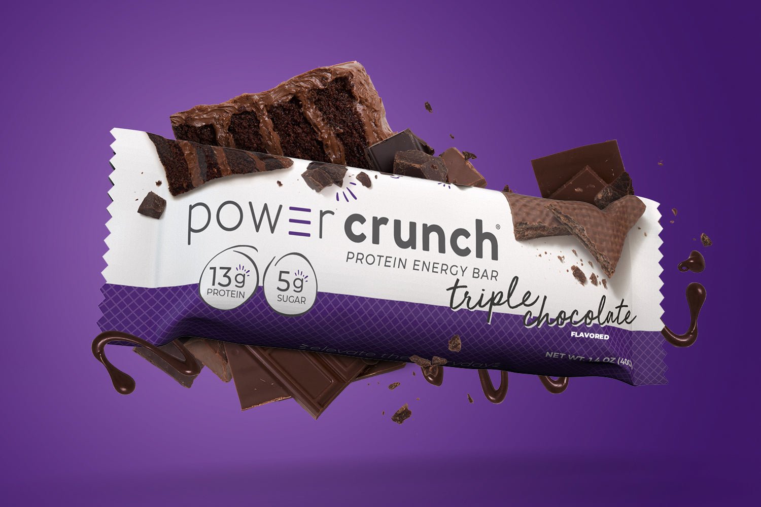 triple chocolate protein bars pictured with chocolate flavor explosion