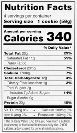 Power Crunch Pro Birthday Cake High Protein Bars nutrition facts panel with 20g protein