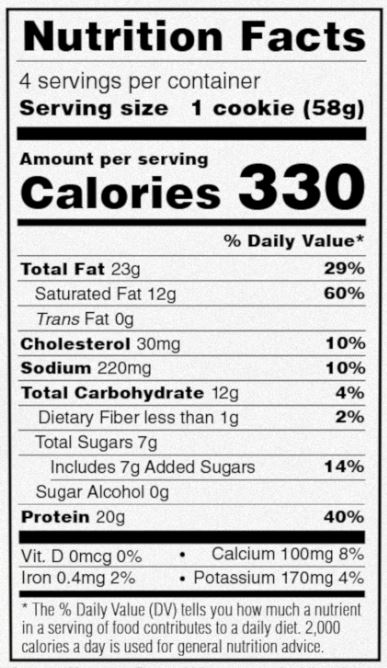 Power Crunch Pro Salted Caramel High Protein Bars nutrition facts panel with 20g protein