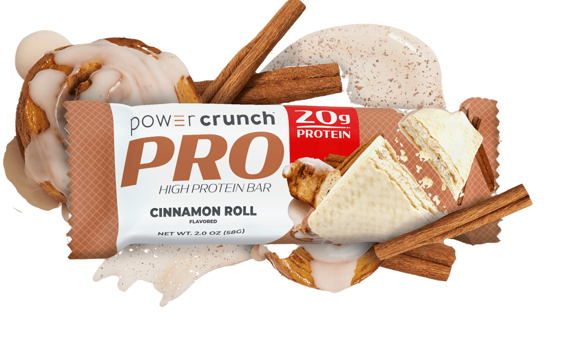 cinnamon roll 20g protein bars pictured with cinnamon flavor explosion