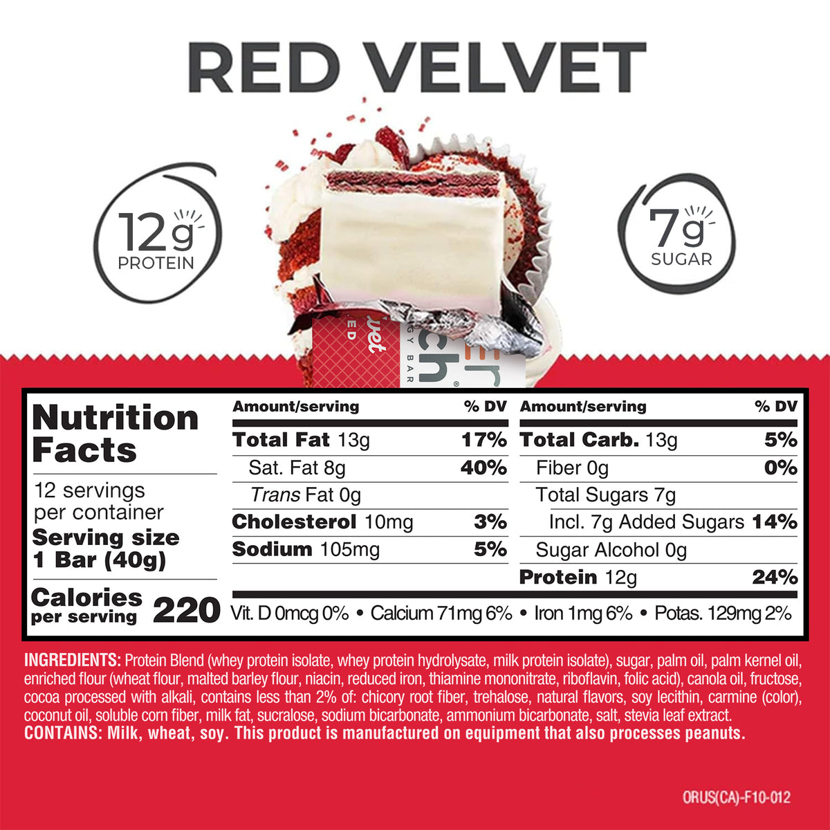 Power Crunch Red Velvet Protein Energy Bar 1.4oz, 12 Count