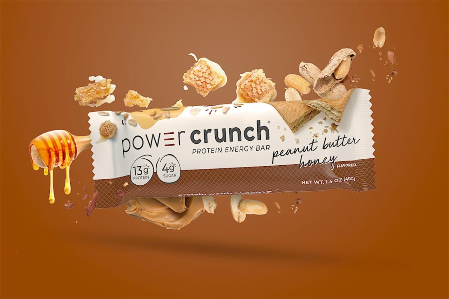 peanut butter honey protein bars pictured with peanut butter and honey flavor explosion