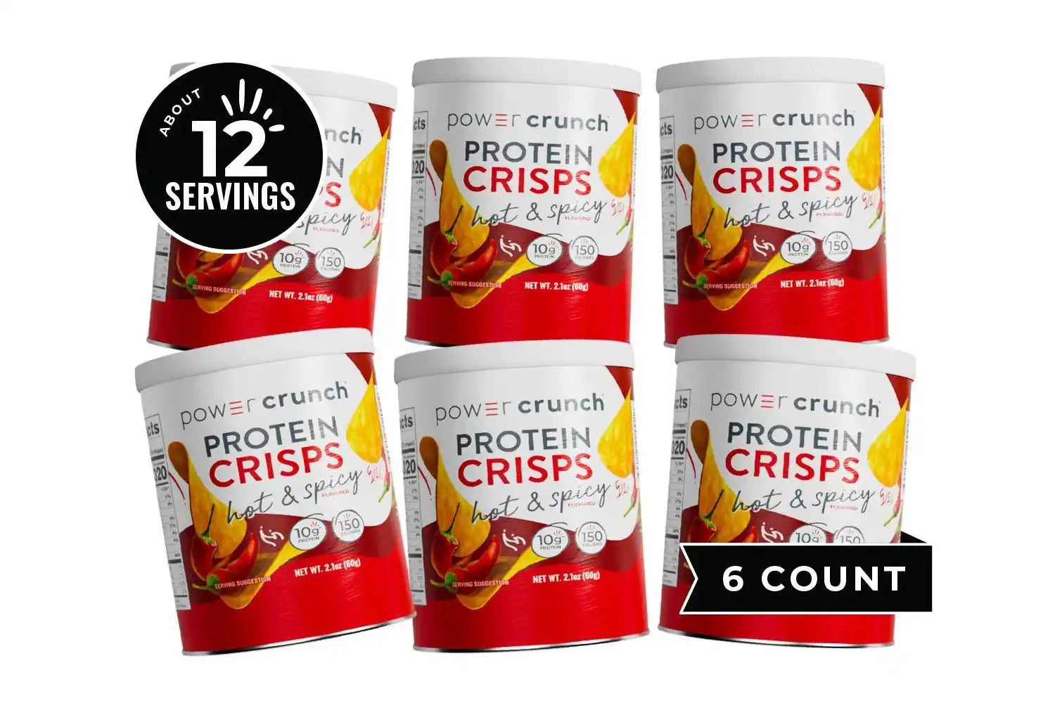 6 count of Hot and Spicy protein crisps
