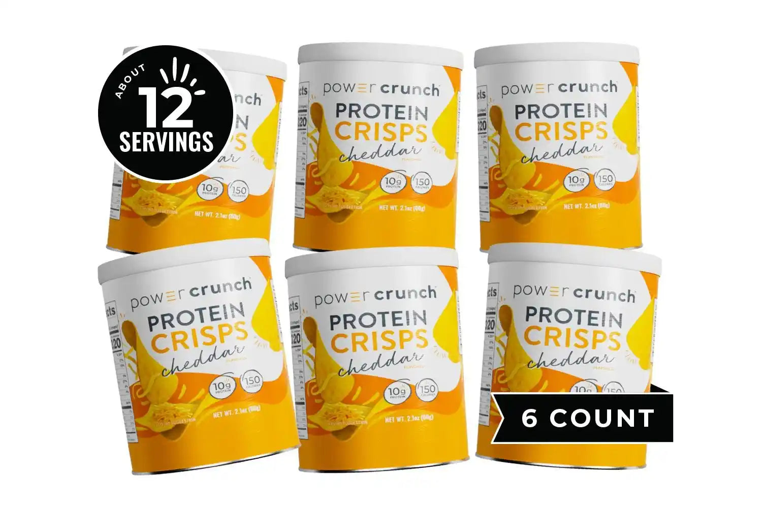 6 count of cheddar protein crisps