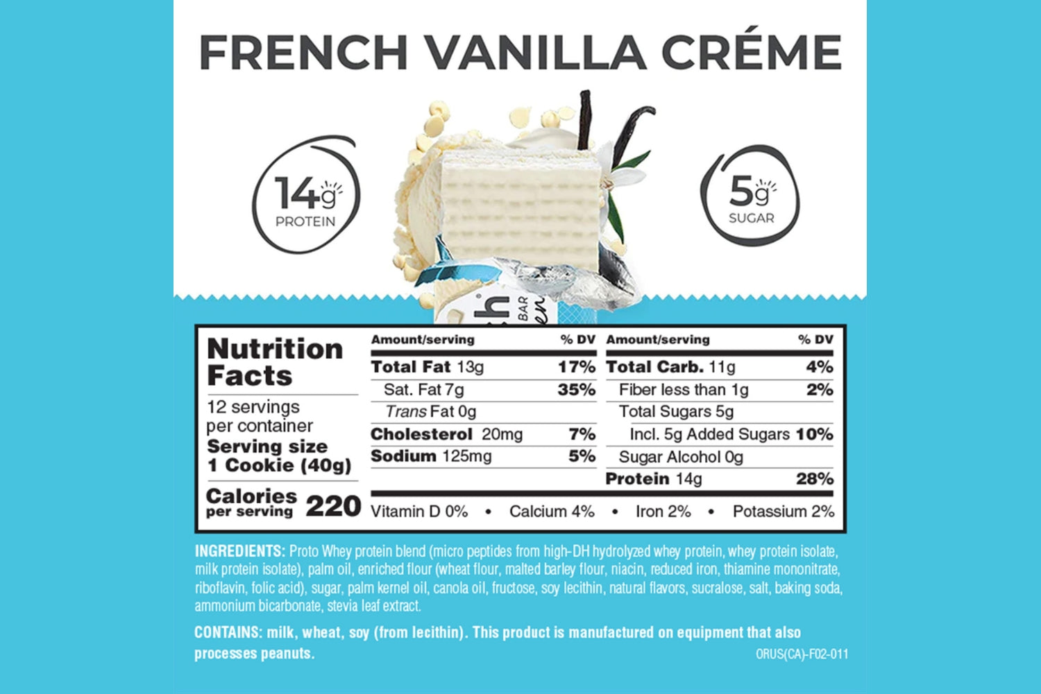 Power Crunch Original french vanilla creme nutrition facts panel