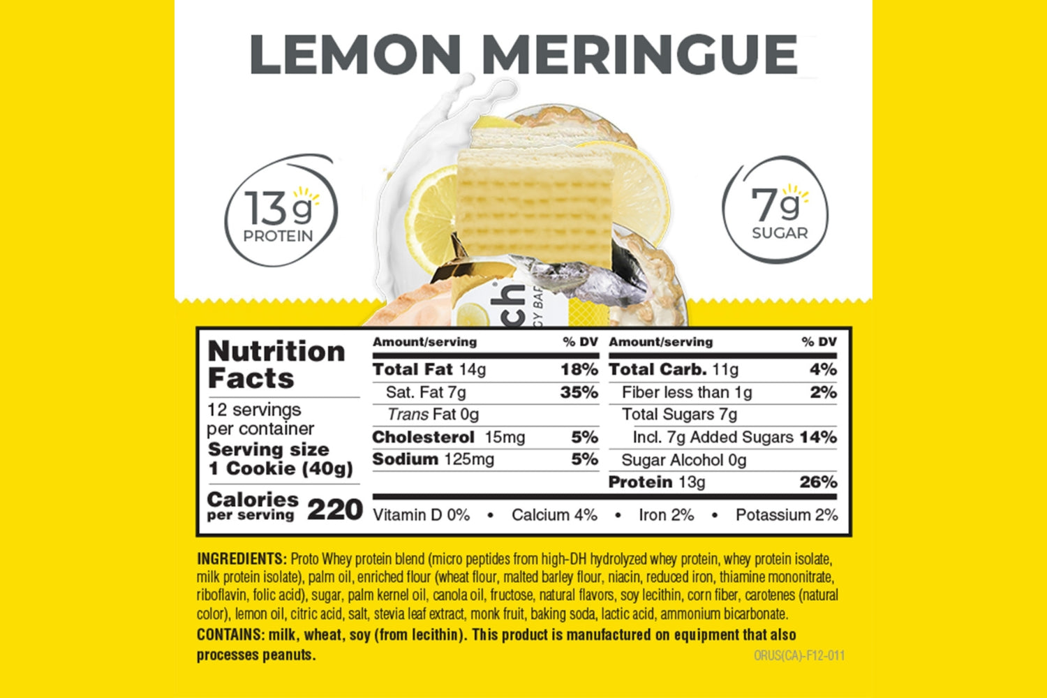 Power Crunch Original LEMON MERINGUE nutrition facts panel