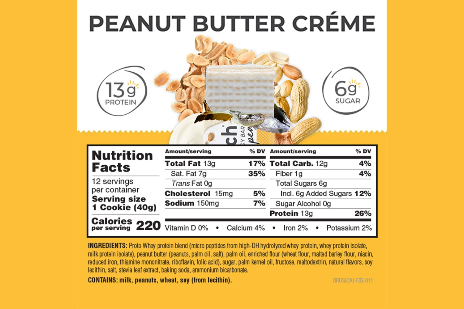 Power Crunch Original peanut butter creme nutrition facts panel