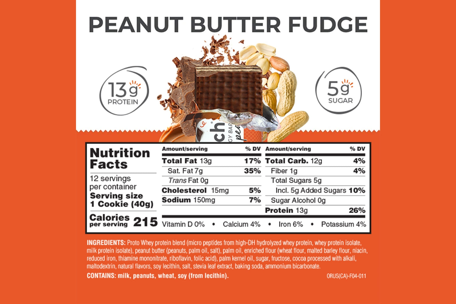 Power Crunch Original peanut butter fudge nutrition facts panel