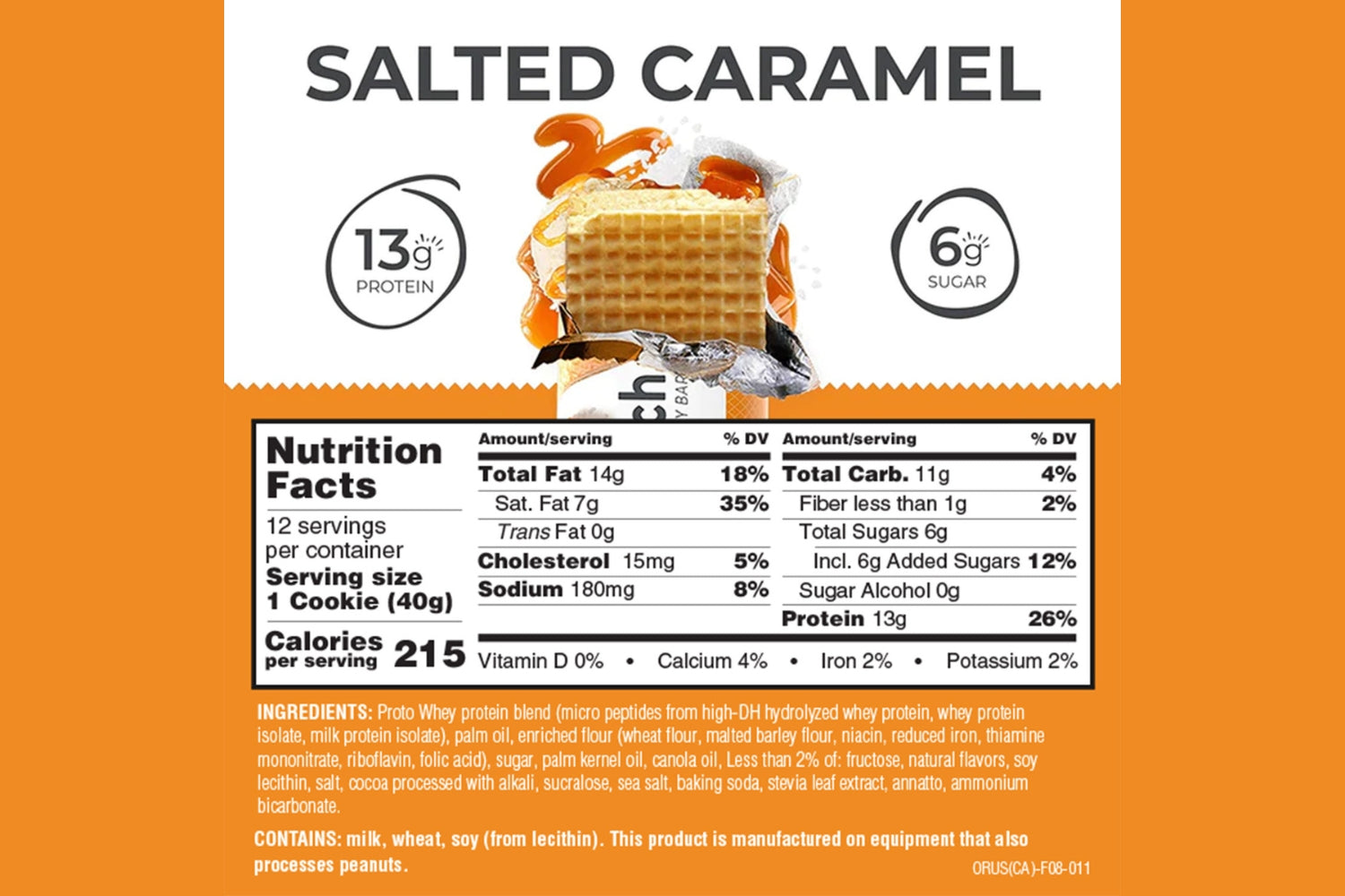 Power Crunch Original salted caramel nutrition facts panel