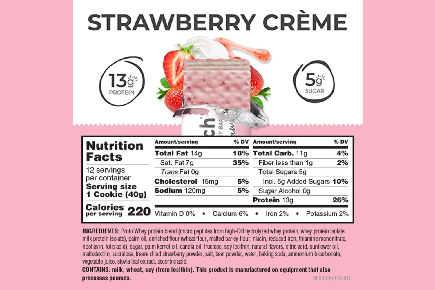 Power Crunch Original STRAWBERRY-CREME nutrition facts panel