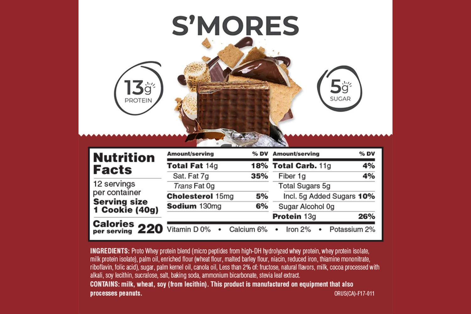 Power Crunch Original s'mores nutrition facts panel