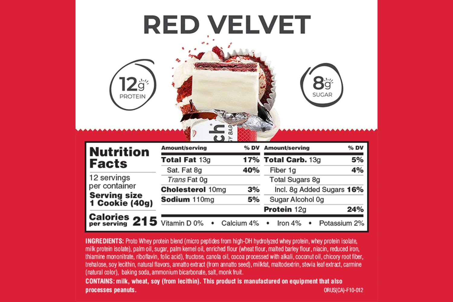 Power Crunch Original red velvet nutrition facts panel