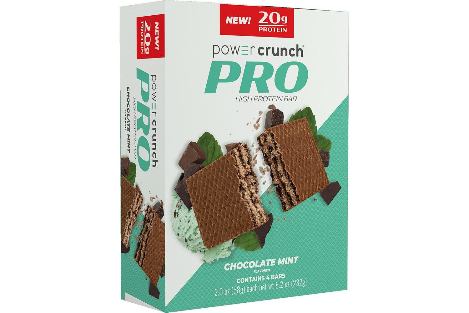 Box of Power Crunch Pro Chocolate Mint 20g protein bars