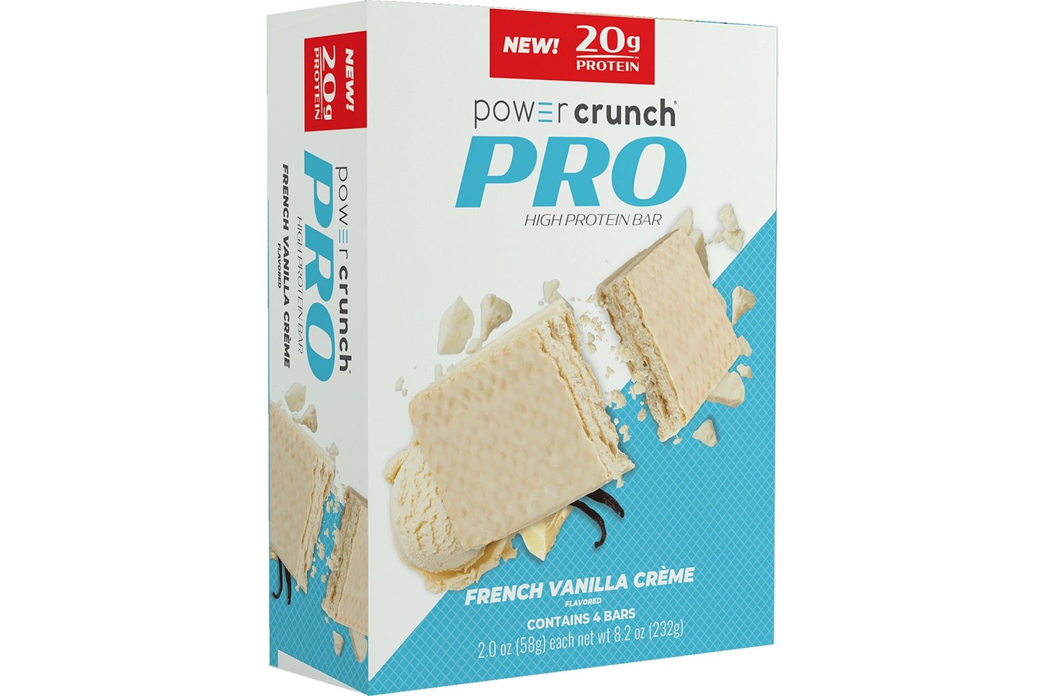 Box of Power Crunch Pro French Vanilla 20g protein bars