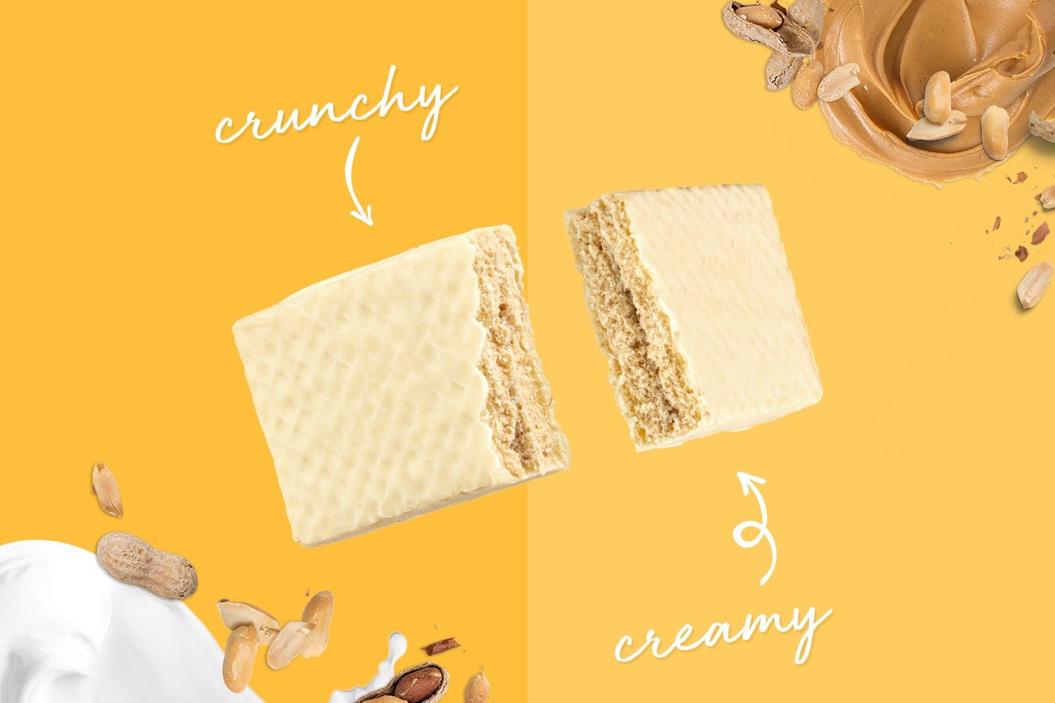Creamy and crunchy wafer protein bars in PRO Peanut Butter
